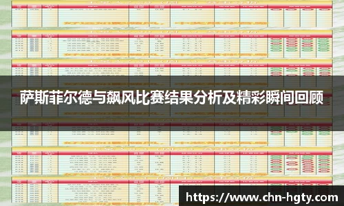 萨斯菲尔德与飙风比赛结果分析及精彩瞬间回顾